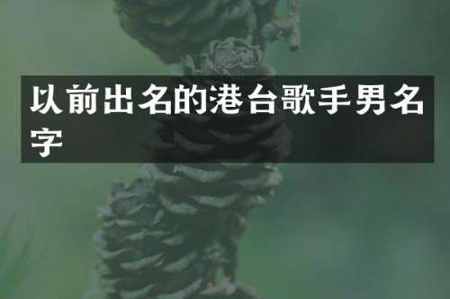 以前出名的港台歌手男名字