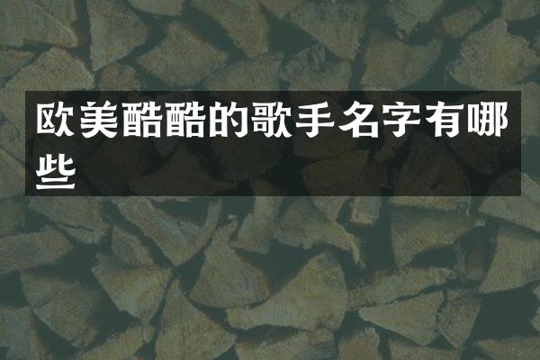 欧美酷酷的歌手名字有哪些