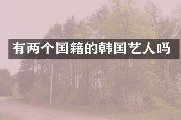 有两个国籍的韩国艺人吗