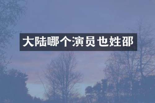 大陆哪个演员也姓邵
