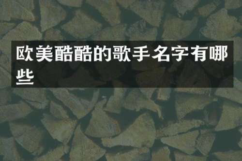 欧美酷酷的歌手名字有哪些