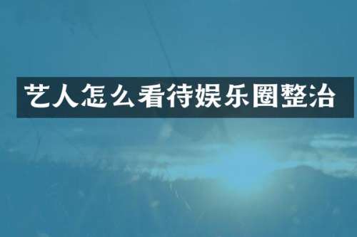 艺人怎么看待娱乐圈整治