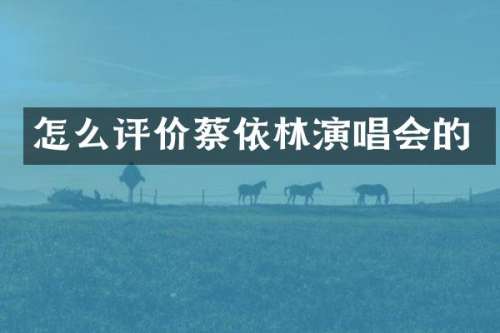 怎么评价蔡依林演唱会的