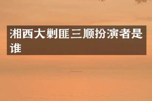 湘西大剿匪三顺扮演者是谁
