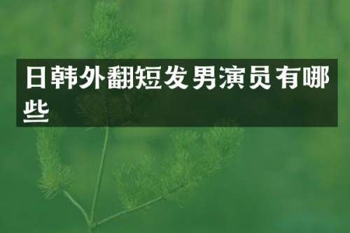 日韩外翻短发男演员有哪些