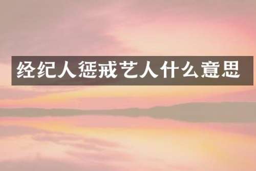 经纪人惩戒艺人什么意思