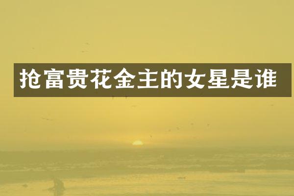 抢富贵花金主的女星是谁