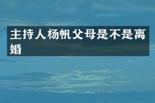 主持人杨帆父母是不是离婚