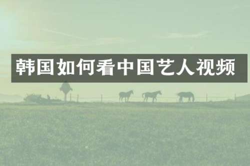 韩国如何看中国艺人视频