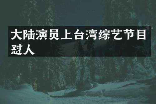 大陆演员上台湾综艺节目怼人