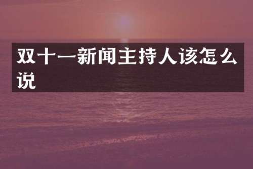 双十一新闻主持人该怎么说