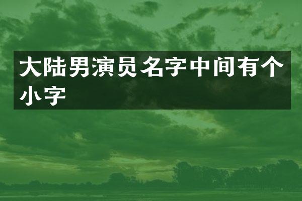 大陆男演员名字中间有个小字