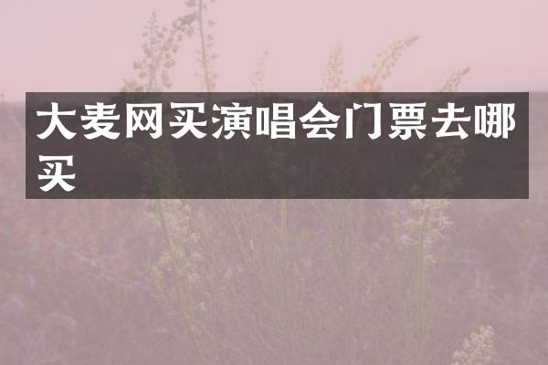 大麦网买演唱会门票去哪买