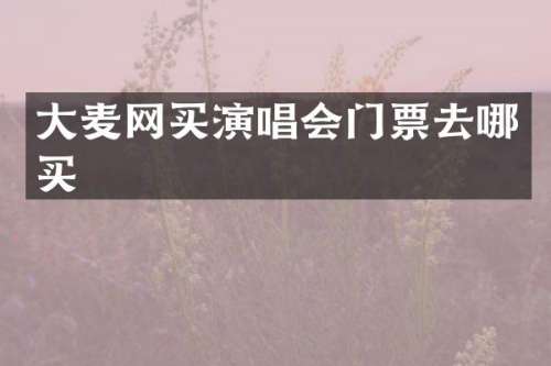 大麦网买演唱会门票去哪买