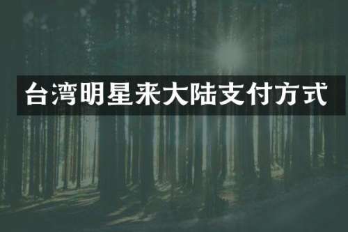 台湾明星来大陆支付方式