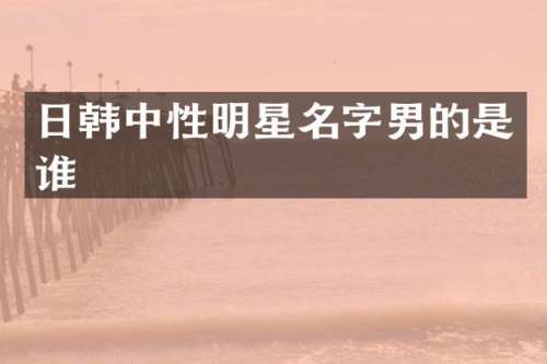 日韩中性明星名字男的是谁
