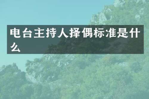 电台主持人择偶标准是什么