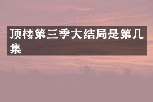 顶楼第三季大结局是第几集