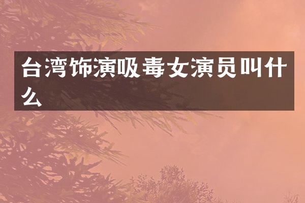 台湾饰演吸毒女演员叫什么