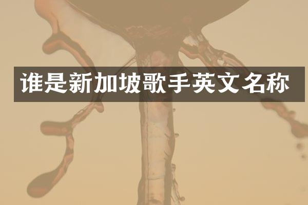 谁是新加坡歌手英文名称