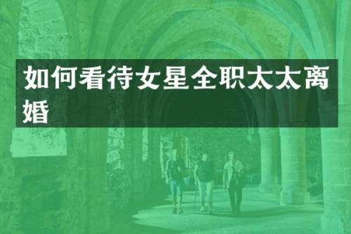 如何看待女星全职太太离婚