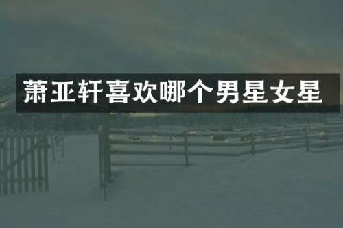 萧亚轩喜欢哪个男星女星