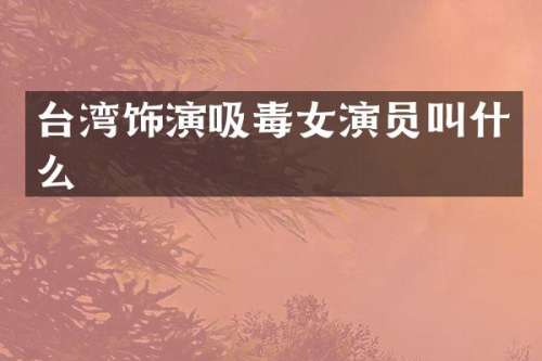 台湾饰演吸毒女演员叫什么