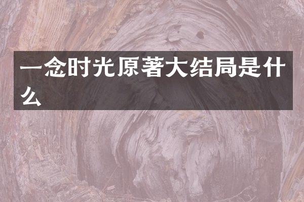 一念时光原著大结局是什么