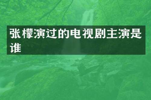 张檬演过的电视剧主演是谁