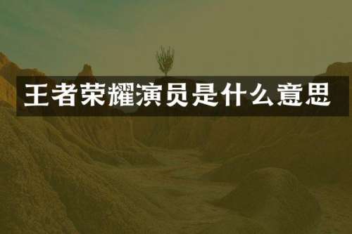 王者荣耀演员是什么意思