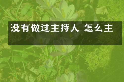 没有做过主持人 怎么主持