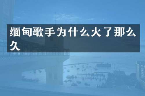 缅甸歌手为什么火了那么久