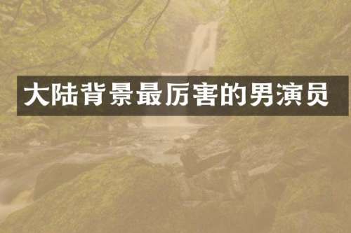 大陆背景最厉害的男演员