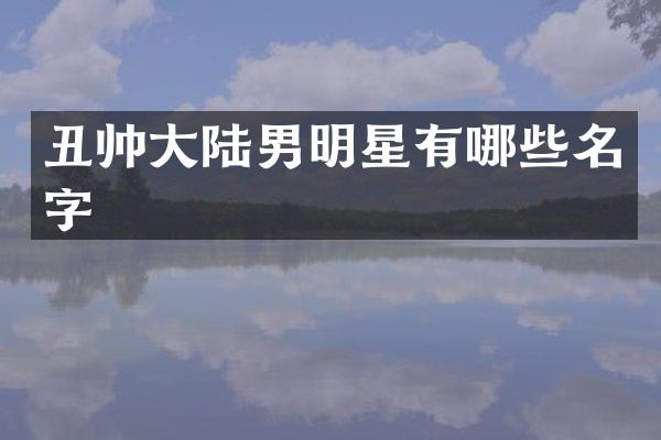丑帅大陆男明星有哪些名字