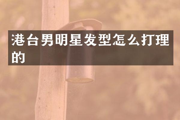 港台男明星发型怎么打理的