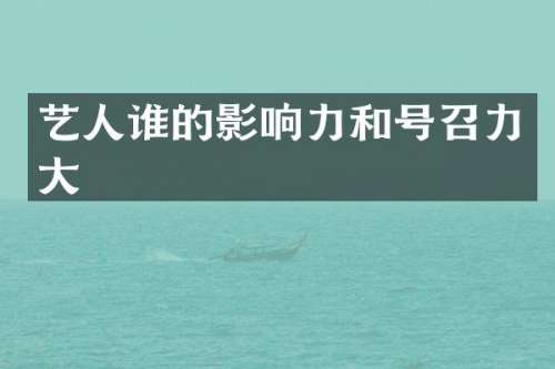 艺人谁的影响力和号召力大