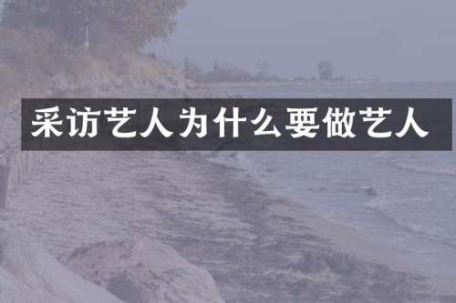 采访艺人为什么要做艺人