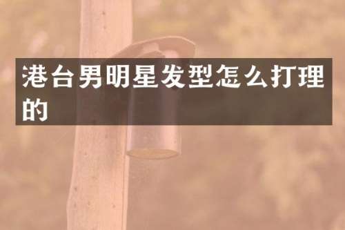 港台男明星发型怎么打理的