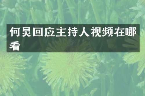 何炅回应主持人视频在哪看
