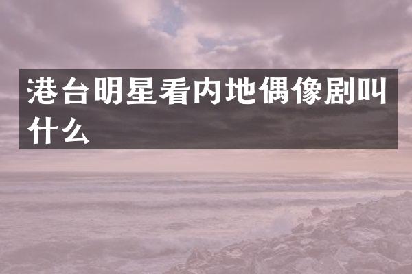 港台明星看内地偶像剧叫什么
