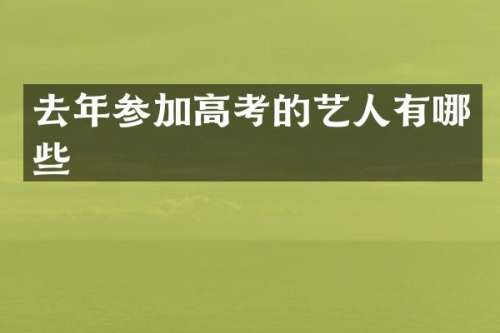 去年参加高考的艺人有哪些
