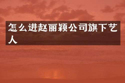 怎么进赵丽颖公司旗下艺人