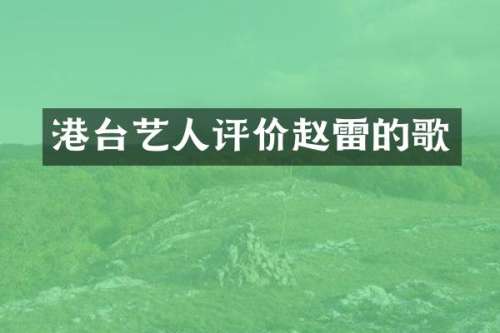 港台艺人评价赵雷的歌