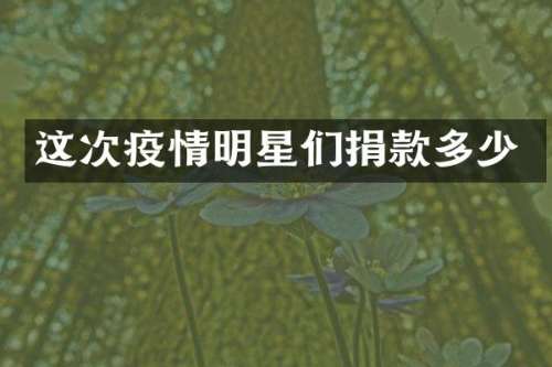 这次疫情明星们捐款多少