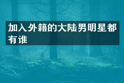 加入外籍的大陆男明星都有谁