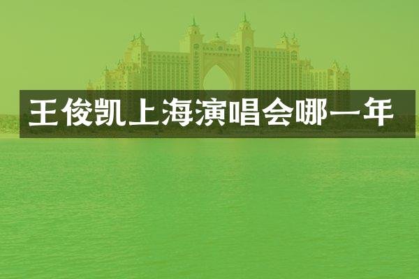 王俊凯上海演唱会哪一年