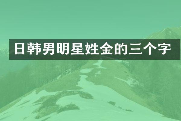 日韩男明星姓金的三个字