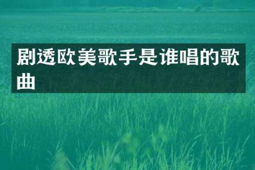 剧透欧美歌手是谁唱的歌曲