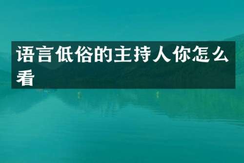 语言低俗的主持人你怎么看
