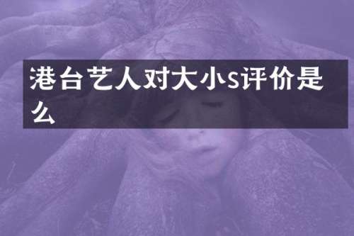 港台艺人对大小s评价是什么